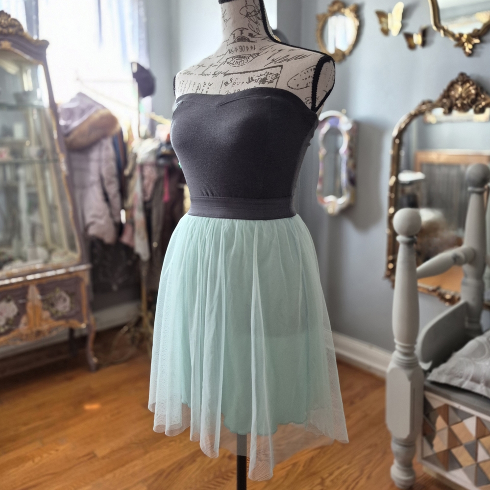 Ocean Drive Black and Mint Balletcore Mini Dress Small - Picture 2 of 8